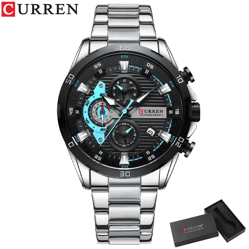 Watches For Men CURREN Man WristWatch Waterproof Chronograph Men Watch Military Top Brand Luxury StainlessSteel Sport Male Clock