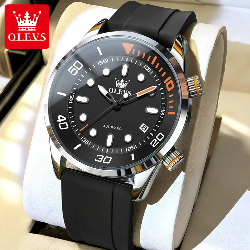 OLEVS Watches for Men Top Luxury Brand Automatic Mechanical Watch Super Waterproof Luminous Swim Diving Watch Reloj 6751