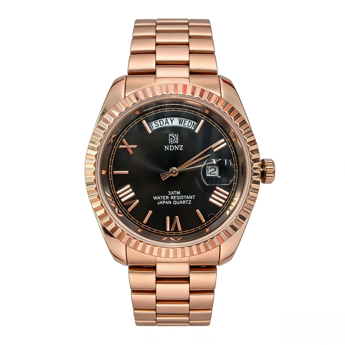 Fashionable waterproof couple's wristwatch, men business quartz watch, date and timing function, steel strap, Japanese movement