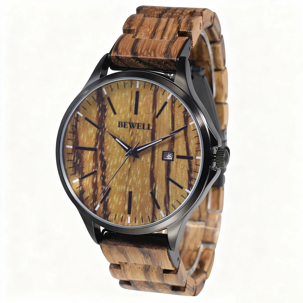 Men's Handmade Wooden Wrist Watch Fashion Minimalist Slim Analog Quartz Watch for Men