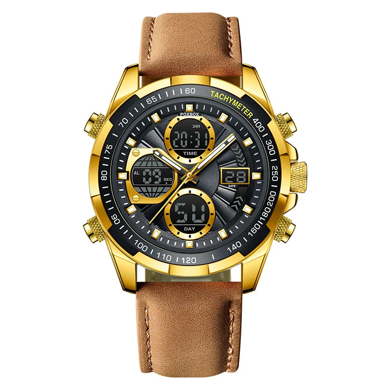 LIGE Top Watches for Men Leather Men Military Sport Waterproof Watch Quartz WristWatch Chronograph Male Clock