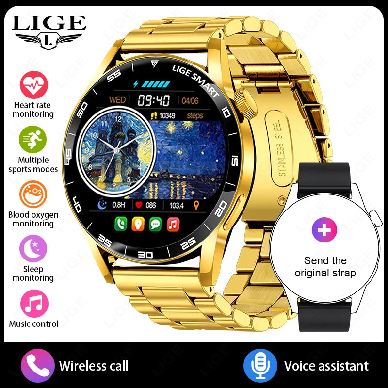 LIGE 2026 New Smartwatch Men For Android iOS Phone 1.38" HD Bluetooth Call Heart Rate Monitor Waterproof Sport Smart Watch Women