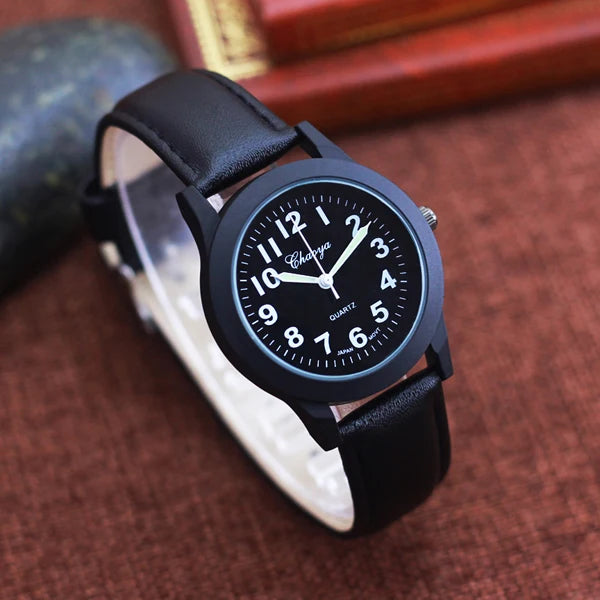 2026 new simple fashion leather strap watches for woman man children boys young students 12hours quartz waterproof watches clock