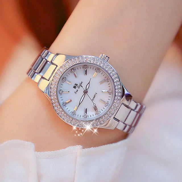 Women Wrist Watches For Ladies Dress Gold Watch Crystal Diamond Women Watches Stainless Steel Silver Clock Montre Femme