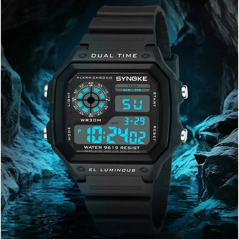 SYNOKE Digital Watches Men Sports Luminous Multifunction Waterproof Women Wristwatch Outdoor and Running Student Seven Lights