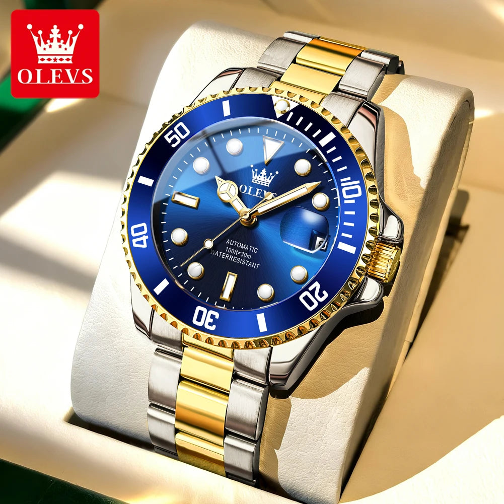 OLEVS 6650 Luxury Business Automatic Men's Watches Waterproof Luminous Stainless Steel Mechanical Wristwatch for Man