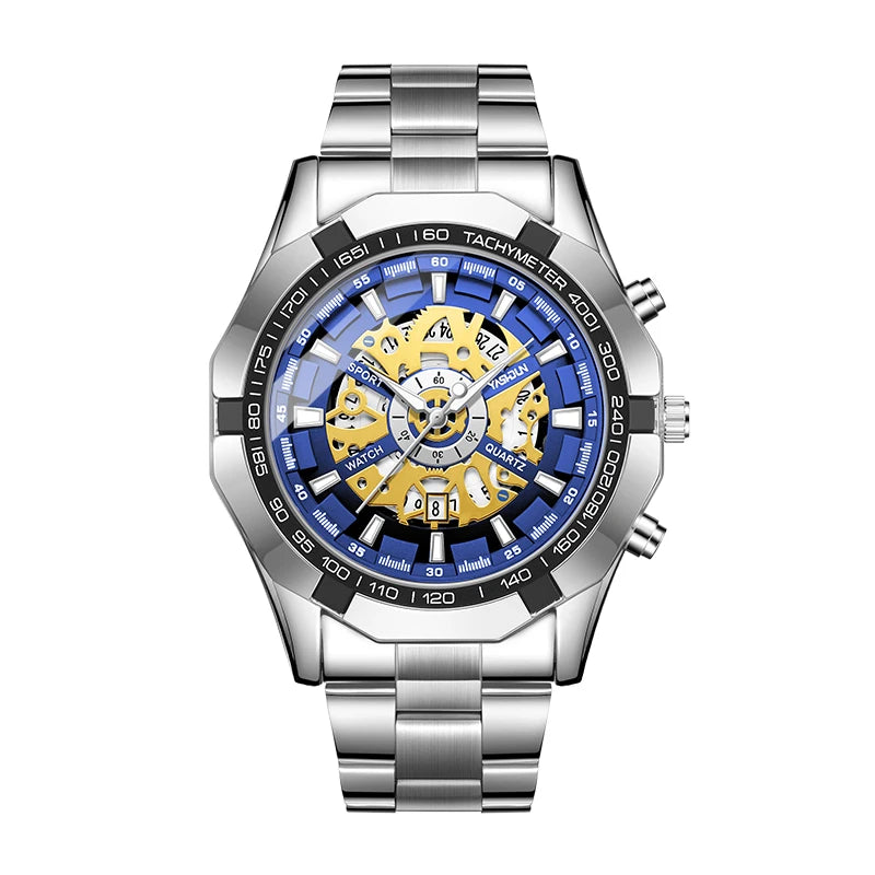 2026 Mens Quartz Watches Top Brand Luxury Stainless Steel Waterproof Hollow Out Big Male Wristwatches Relogio Masculino