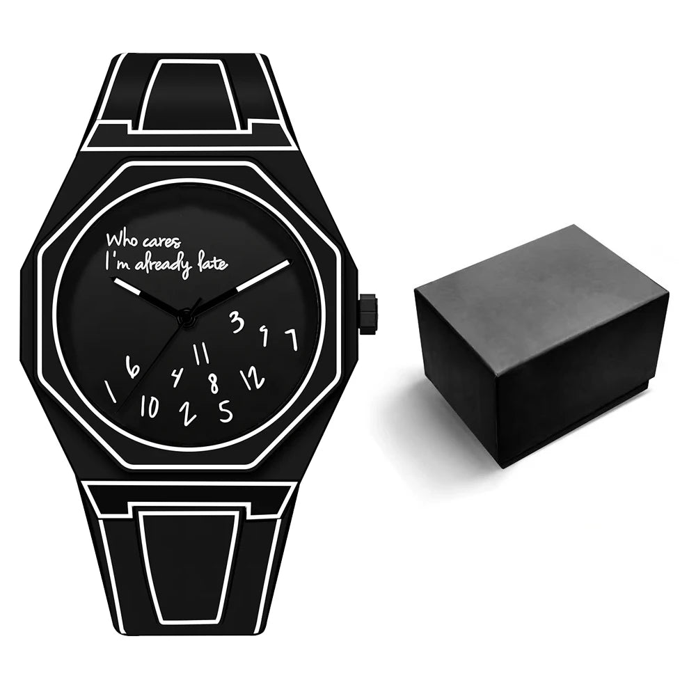 Modern Sketch 2D White Comic Watch Men's Watches Casual Fashion Design for Holiday Gifts Christmas & Halloween Exquisite Gifts
