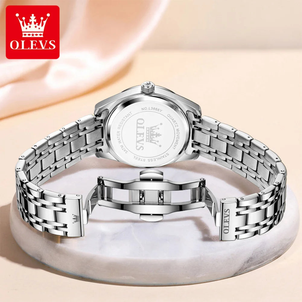 OLEVS 3666 Couple Watch Luxury Original Fashion Brand Waterproof Luminous Quartz Watch Man And Woman Watches Calendar Design