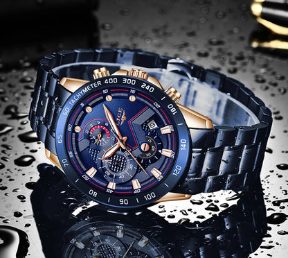 2025 New LIGE Fashion Mens Watches Stainless Steel Top Brand Luxury Sport Chronograph Quartz WithWatch For Men Relogio Masculino