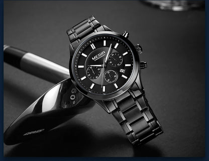 MEGIR Watches for Men 2021 New Chronograph Quartz Watch Luxury Stainless Steel Wristwatch Man Relogios Masculino часы мужские