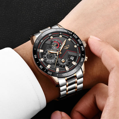 2025 New LIGE Fashion Mens Watches Stainless Steel Top Brand Luxury Sport Chronograph Quartz WithWatch For Men Relogio Masculino