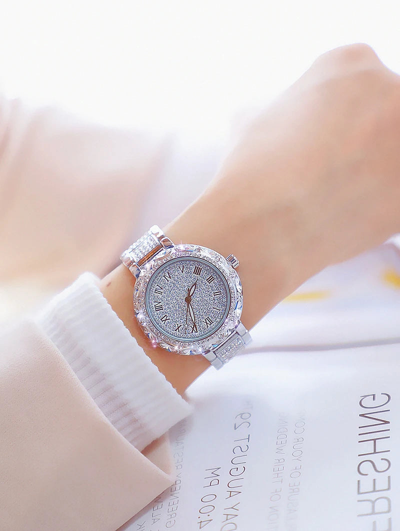 Fashion Women Watches Stainless Steel Rhinestone Crystal Ladies Quartz Watch Women Dress Clock Dropshiping montre femme
