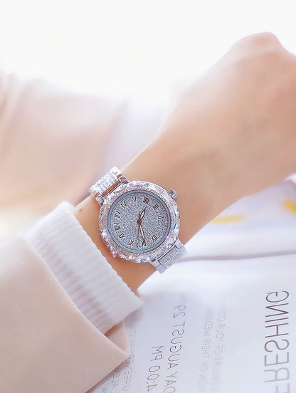 Fashion Women Watches Stainless Steel Rhinestone Crystal Ladies Quartz Watch Women Dress Clock Dropshiping montre femme