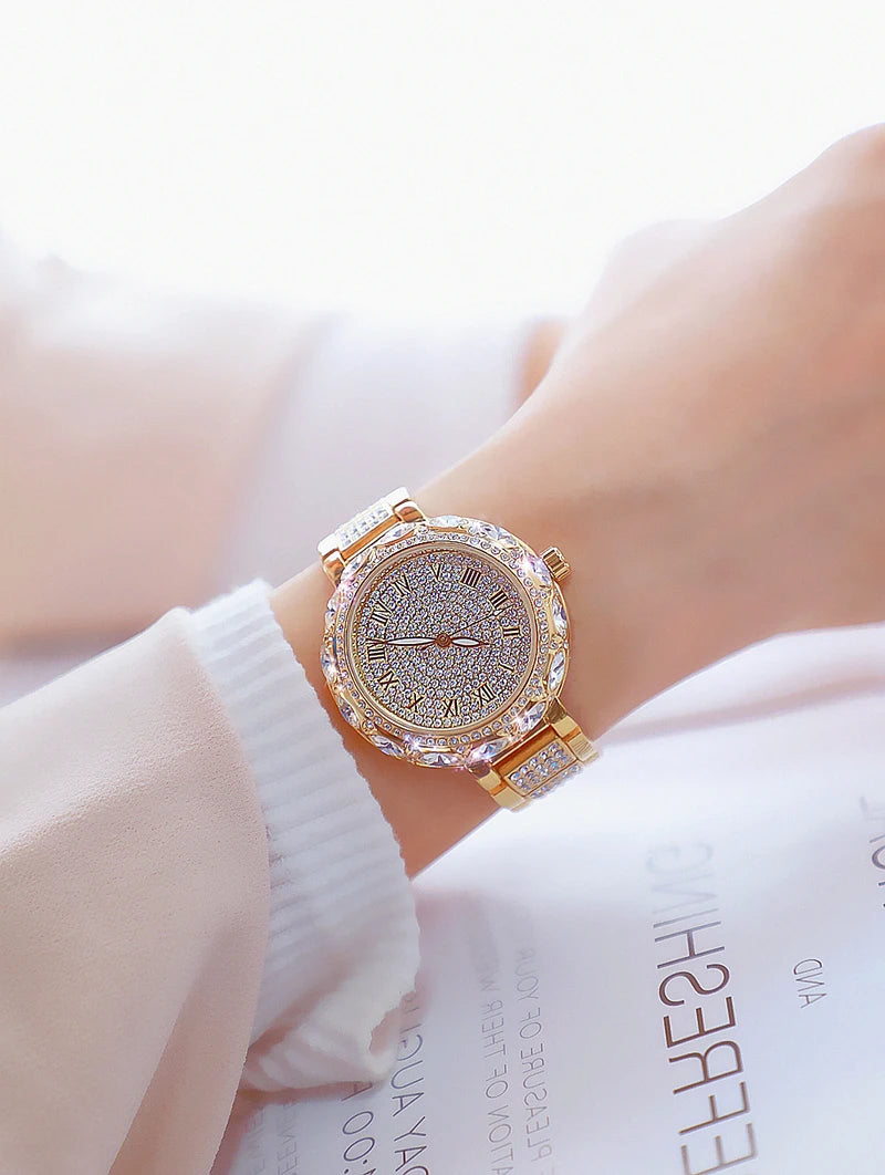 Fashion Women Watches Stainless Steel Rhinestone Crystal Ladies Quartz Watch Women Dress Clock Dropshiping montre femme