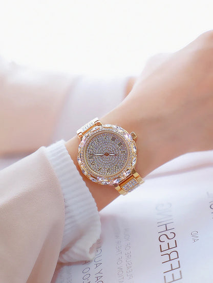 Fashion Women Watches Stainless Steel Rhinestone Crystal Ladies Quartz Watch Women Dress Clock Dropshiping montre femme