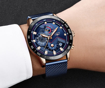 2025 New LIGE Fashion Mens Watches Stainless Steel Top Brand Luxury Sport Chronograph Quartz WithWatch For Men Relogio Masculino