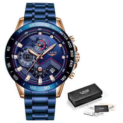 2025 New LIGE Fashion Mens Watches Stainless Steel Top Brand Luxury Sport Chronograph Quartz WithWatch For Men Relogio Masculino