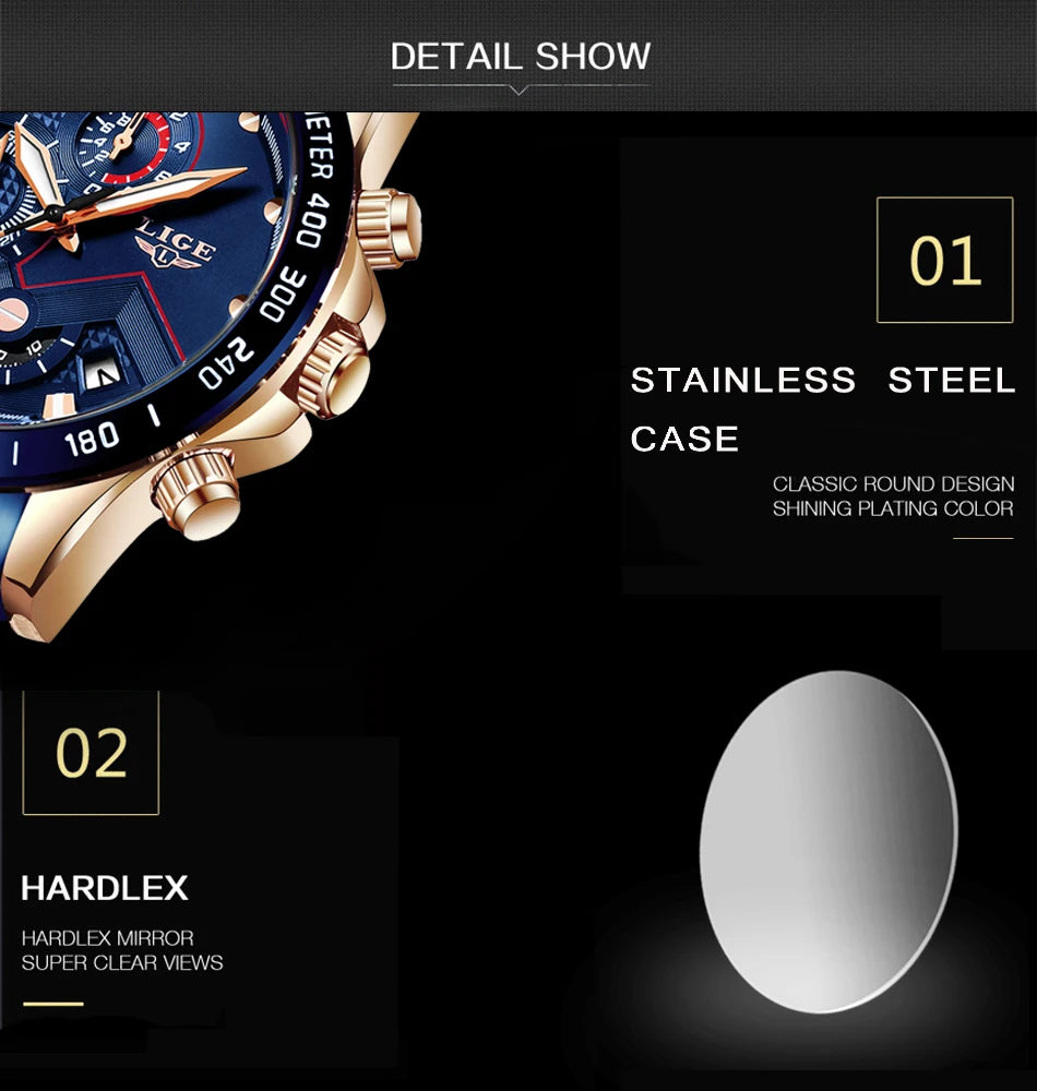 2025 New LIGE Fashion Mens Watches Stainless Steel Top Brand Luxury Sport Chronograph Quartz WithWatch For Men Relogio Masculino