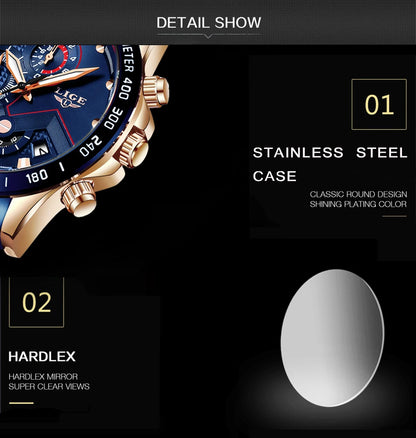 2025 New LIGE Fashion Mens Watches Stainless Steel Top Brand Luxury Sport Chronograph Quartz WithWatch For Men Relogio Masculino