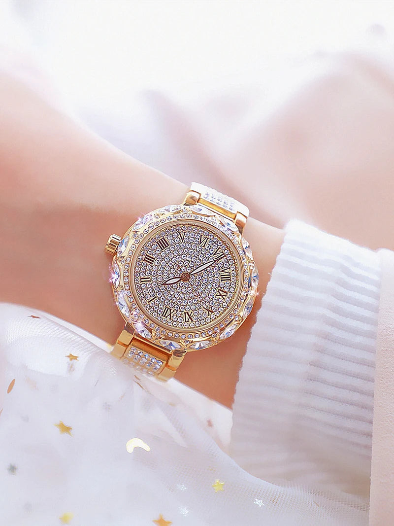 Fashion Women Watches Stainless Steel Rhinestone Crystal Ladies Quartz Watch Women Dress Clock Dropshiping montre femme