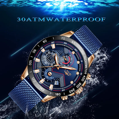 2025 New LIGE Fashion Mens Watches Stainless Steel Top Brand Luxury Sport Chronograph Quartz WithWatch For Men Relogio Masculino