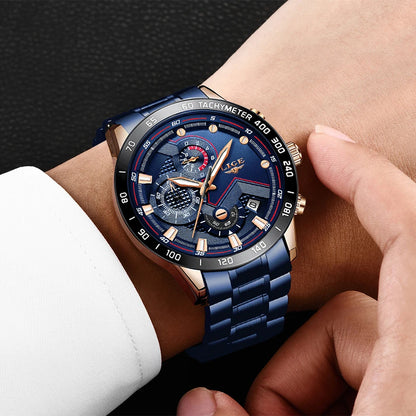 2025 New LIGE Fashion Mens Watches Stainless Steel Top Brand Luxury Sport Chronograph Quartz WithWatch For Men Relogio Masculino