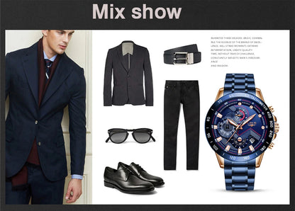 2025 New LIGE Fashion Mens Watches Stainless Steel Top Brand Luxury Sport Chronograph Quartz WithWatch For Men Relogio Masculino