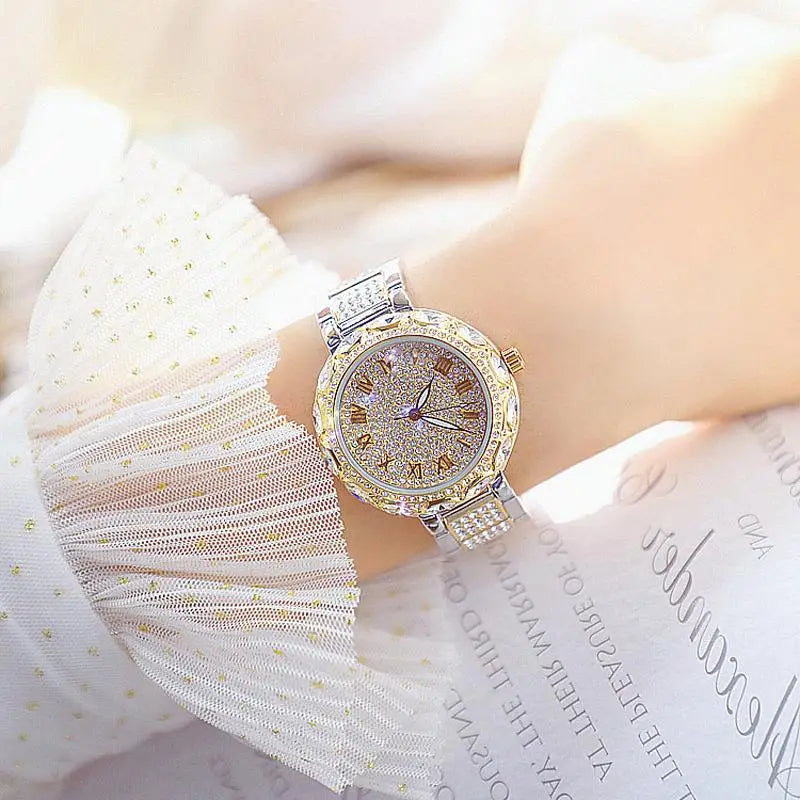 Fashion Women Watches Stainless Steel Rhinestone Crystal Ladies Quartz Watch Women Dress Clock Dropshiping montre femme