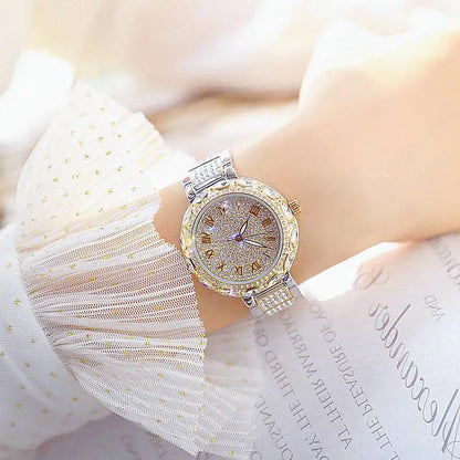 Fashion Women Watches Stainless Steel Rhinestone Crystal Ladies Quartz Watch Women Dress Clock Dropshiping montre femme