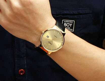 2022 Fashion Wwoor Top Brand Men Simple Slim Watches Luxury Gold Steel Mesh Ultra Thin Waterproof Date Wrist Watch Golden Clock