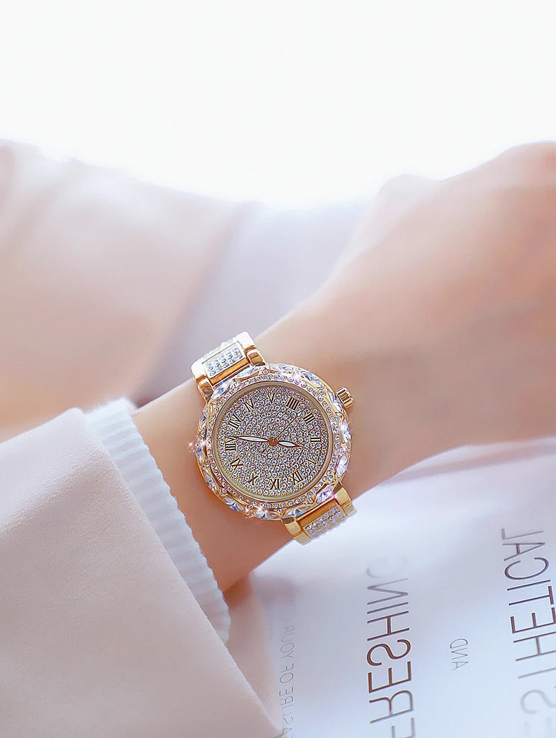 Fashion Women Watches Stainless Steel Rhinestone Crystal Ladies Quartz Watch Women Dress Clock Dropshiping montre femme