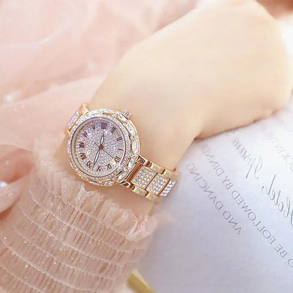 Fashion Women Watches Stainless Steel Rhinestone Crystal Ladies Quartz Watch Women Dress Clock Dropshiping montre femme