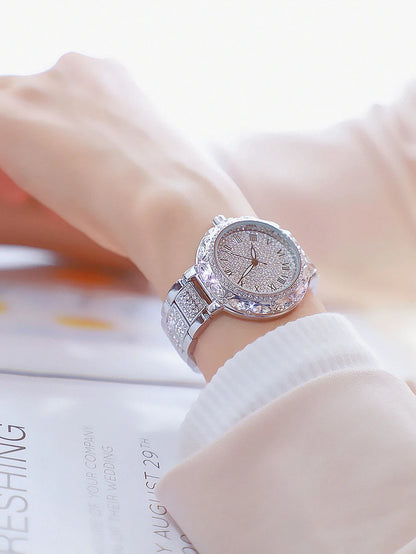 Fashion Women Watches Stainless Steel Rhinestone Crystal Ladies Quartz Watch Women Dress Clock Dropshiping montre femme