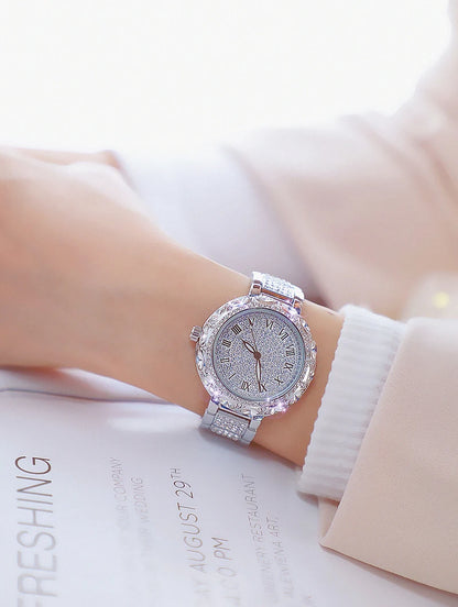 Fashion Women Watches Stainless Steel Rhinestone Crystal Ladies Quartz Watch Women Dress Clock Dropshiping montre femme