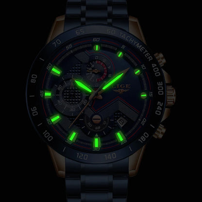 2025 New LIGE Fashion Mens Watches Stainless Steel Top Brand Luxury Sport Chronograph Quartz WithWatch For Men Relogio Masculino