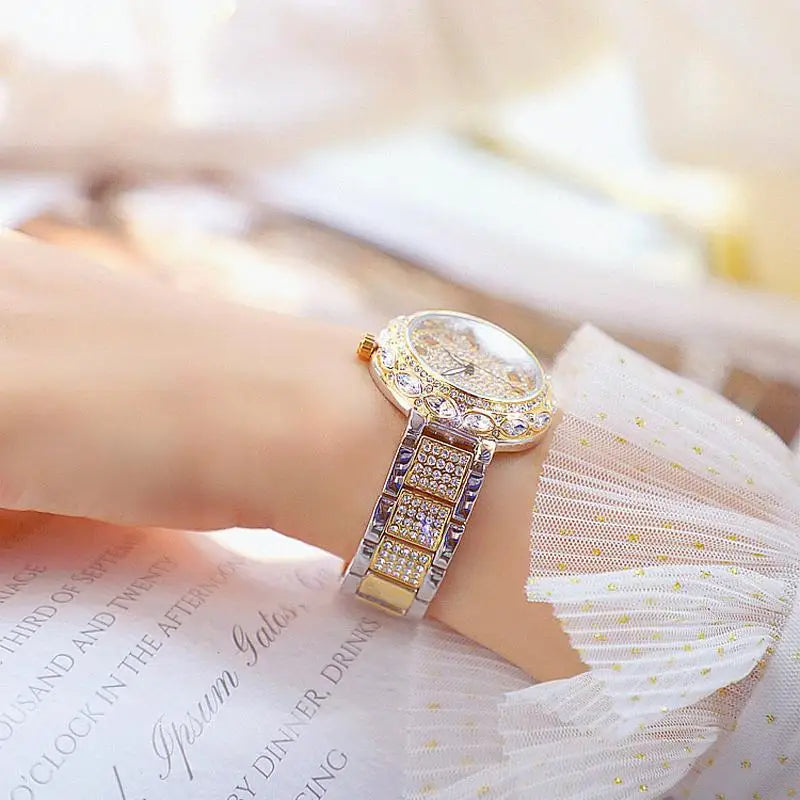 Fashion Women Watches Stainless Steel Rhinestone Crystal Ladies Quartz Watch Women Dress Clock Dropshiping montre femme