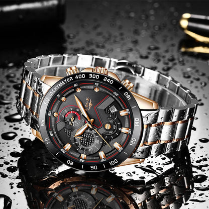 2025 New LIGE Fashion Mens Watches Stainless Steel Top Brand Luxury Sport Chronograph Quartz WithWatch For Men Relogio Masculino