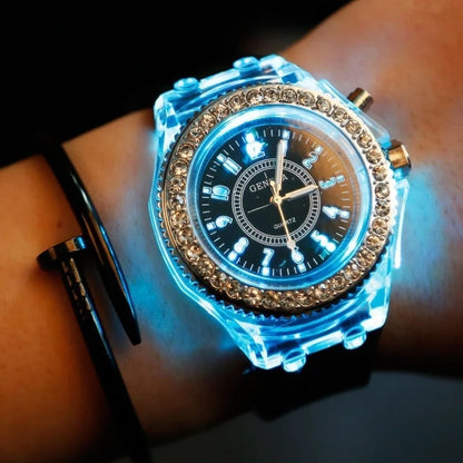 Luminous Fashion Colorful LED Glowing Watches For Men And Women Student Watches Fluorescent Quartz Watches