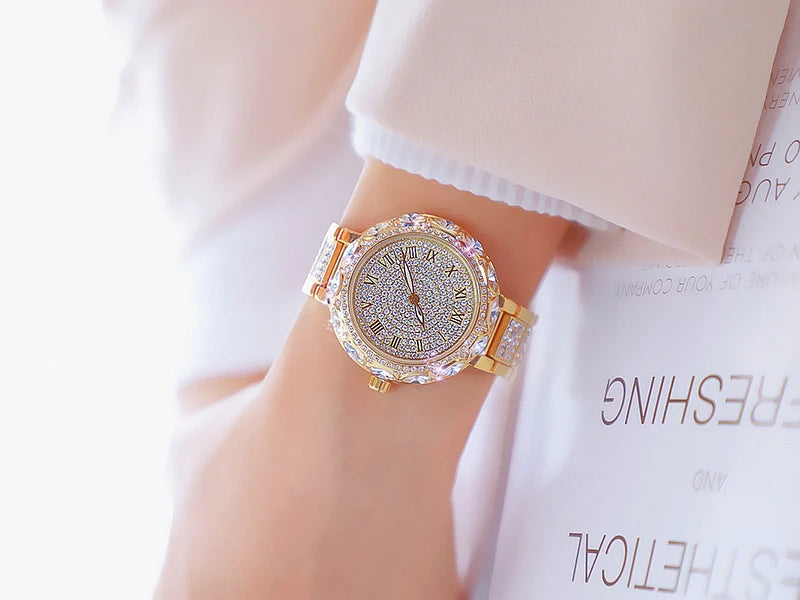 Fashion Women Watches Stainless Steel Rhinestone Crystal Ladies Quartz Watch Women Dress Clock Dropshiping montre femme