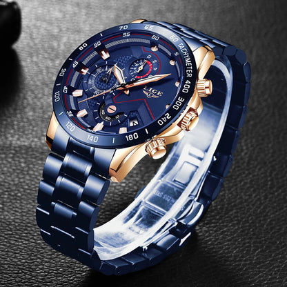 2025 New LIGE Fashion Mens Watches Stainless Steel Top Brand Luxury Sport Chronograph Quartz WithWatch For Men Relogio Masculino
