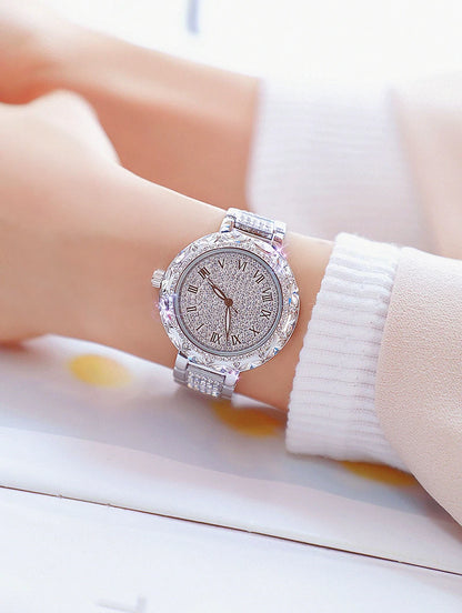 Fashion Women Watches Stainless Steel Rhinestone Crystal Ladies Quartz Watch Women Dress Clock Dropshiping montre femme