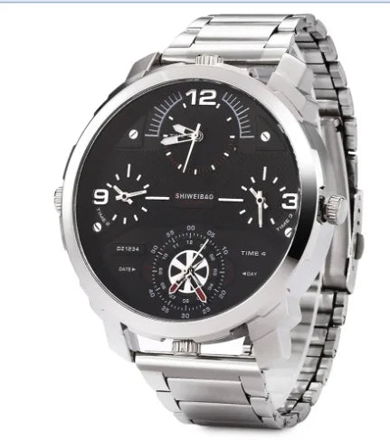 Shiweibao Watches Men Watch Luxury Brand Casual Quartz Wristwatches Full Steel Four Time Zones Military Relogio Masculino Clock