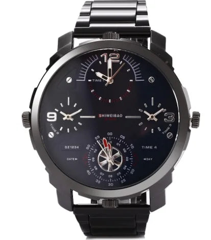 Shiweibao Watches Men Watch Luxury Brand Casual Quartz Wristwatches Full Steel Four Time Zones Military Relogio Masculino Clock