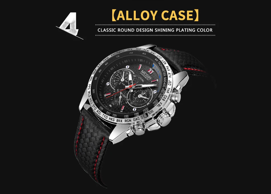 MEGIR Watches Men's Quartz Wrist Watches Top Brand Luxury Male Fashion Casual Luminous Waterproof Clock Leather Watch Hot 1010