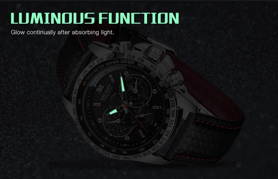 MEGIR Watches Men's Quartz Wrist Watches Top Brand Luxury Male Fashion Casual Luminous Waterproof Clock Leather Watch Hot 1010