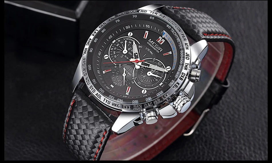 MEGIR Watches Men's Quartz Wrist Watches Top Brand Luxury Male Fashion Casual Luminous Waterproof Clock Leather Watch Hot 1010
