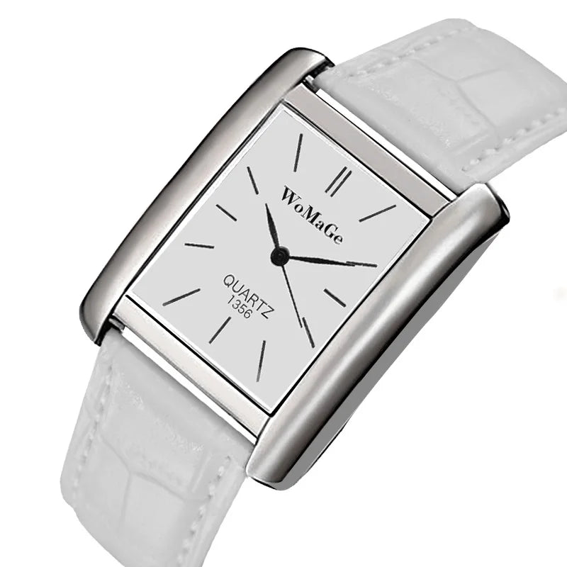 WoMaGe Women's Watches Top Brand Luxury Ladies Watch Women Watches Leather Strap Women's Rectangle Watch Clock Reloj Mujer