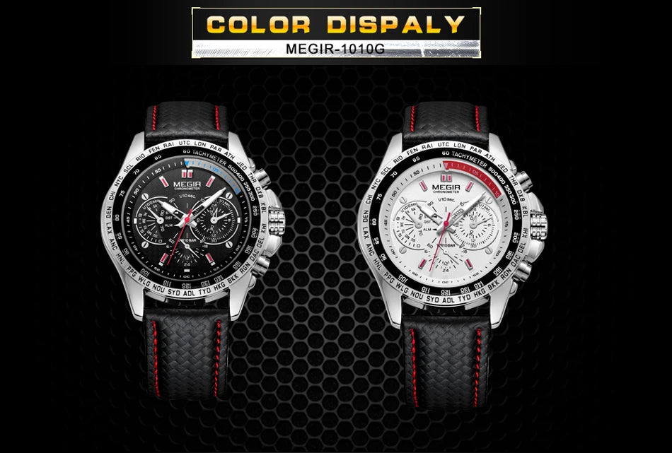 MEGIR Watches Men's Quartz Wrist Watches Top Brand Luxury Male Fashion Casual Luminous Waterproof Clock Leather Watch Hot 1010