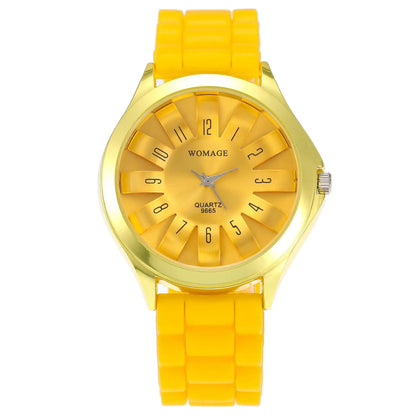 Fashion WOMAGE Women Dress Watches Top Luxury Brand Steel Floral Chrysanthemum Dial Lady Rubber Jelly Band Gift Relogio Feminino